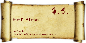 Hoff Vince névjegykártya